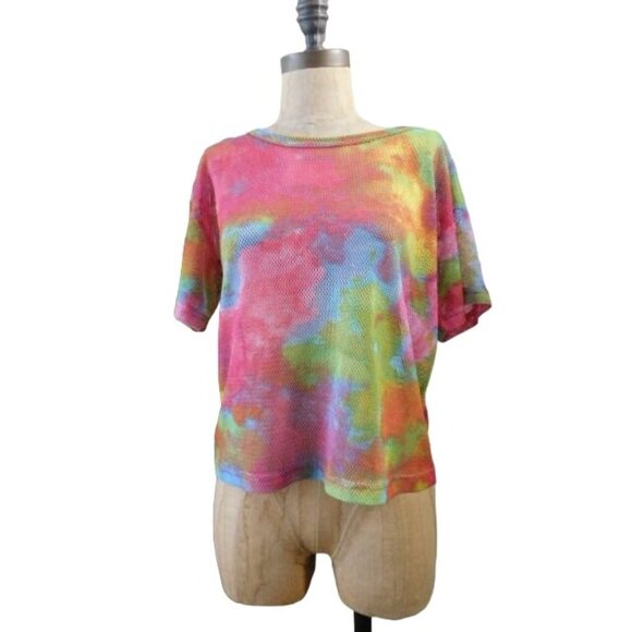 Full Circle Trends Size S Small Artsy Graffiti Style Semi Sheer Crop Top - Picture 1 of 2